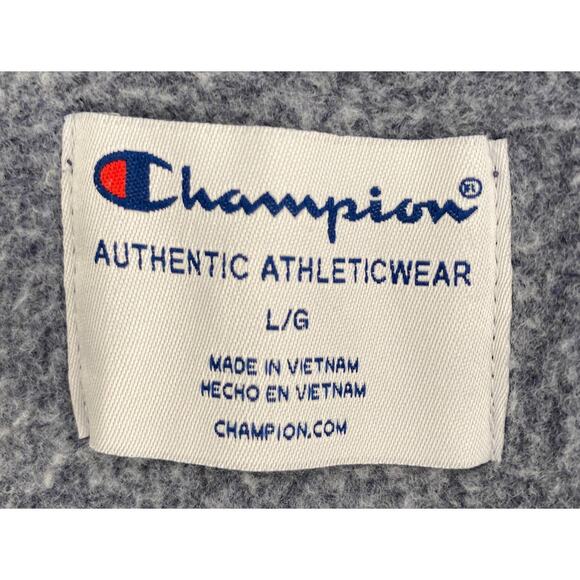 Champion Size L Black Navy Color Block Half Zip Hoodie Long Sleeve Athleisure - Picture 7 of 11